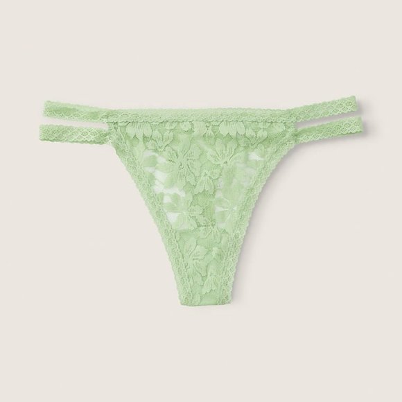 PINK Victoria's Secret Other - Sold! Victoria's Secret PINK Lace Strappy Thong Panty Soft Jade Green XL